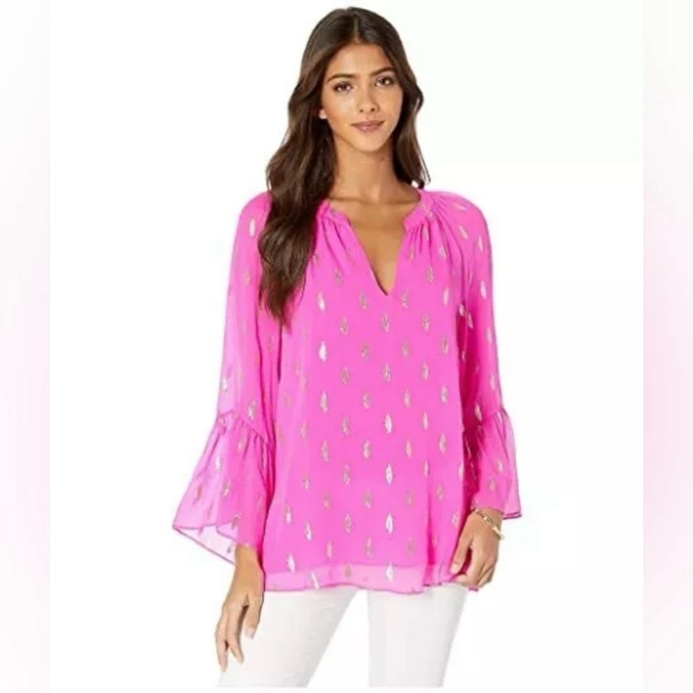 Lilly Pulitzer Bougainvillea Silk Blend Blouse